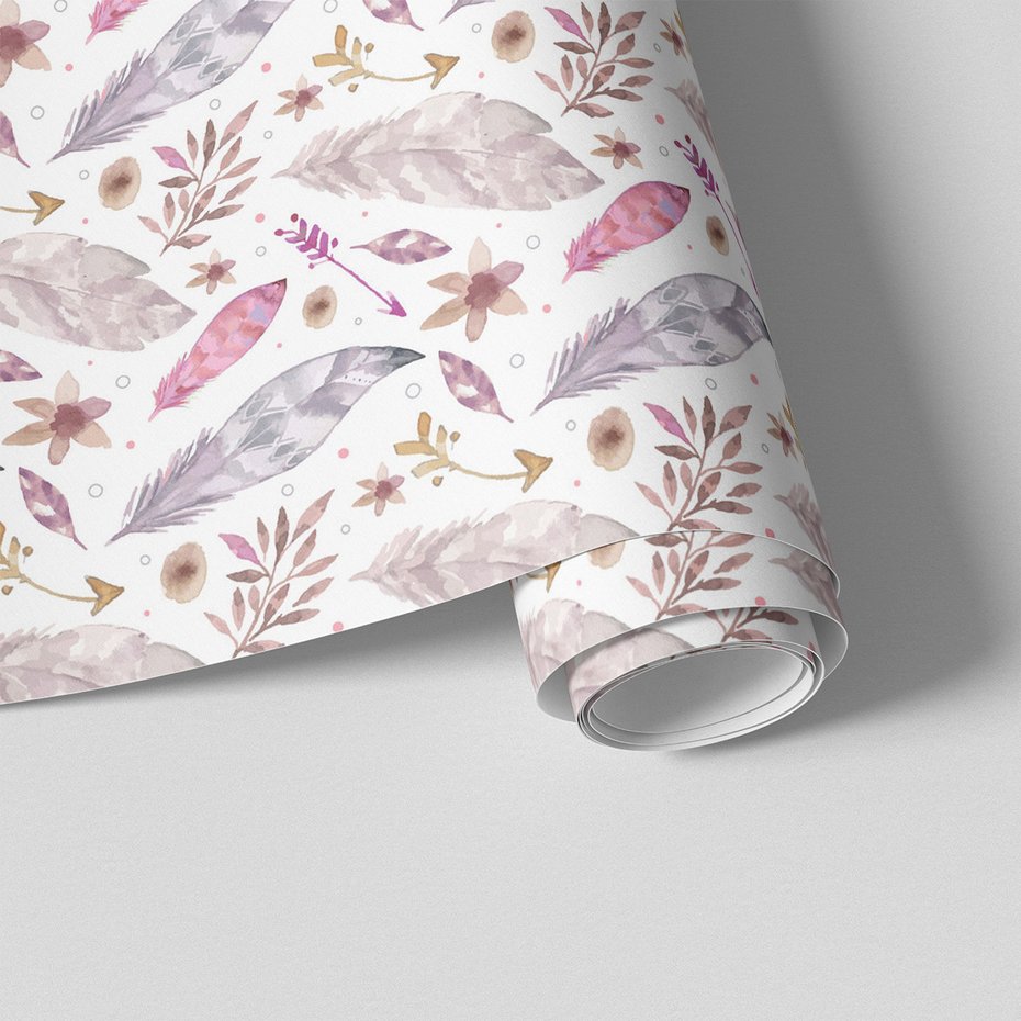 Tapeta - pióra, kwiaty, strzały