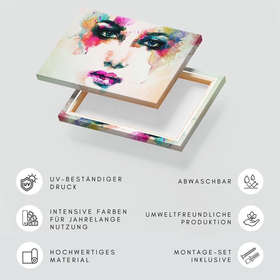 Obraz na płótnie - abstrakcja, twarz, akwarele