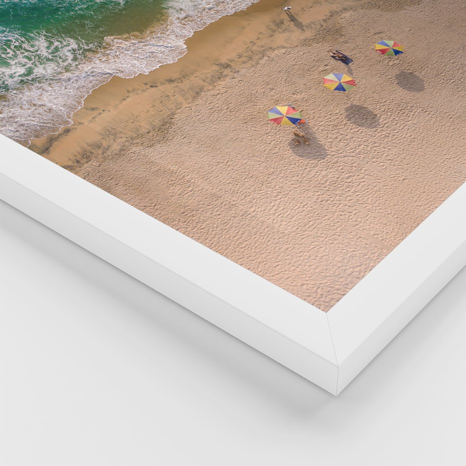 Zestaw obrazy w ramie, plakaty - plaża, morze, piasek - rama biała
