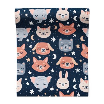 Tapeta - dziecięca, zwierzęta, gwiazdy, księżyc