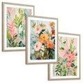 Zestaw obrazy w ramie, plakaty - kwiaty, liście, rośliny - rama drewno