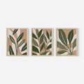 Zestaw obrazy w ramie, plakaty - liście, rośliny, abstrakcja - rama drewno