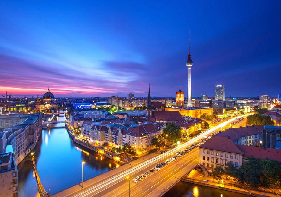 Fototapeta - berlin, miasto, noc