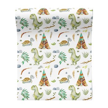 Tapeta - dziecięca, dinozaur, tipi, żółw