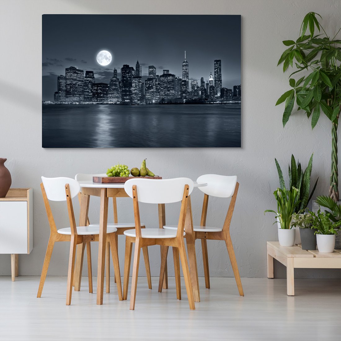 Obraz na płótnie - miasto, noc, księżyc