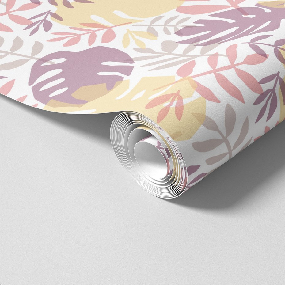 Tapeta - liście, monstera, pastelowy