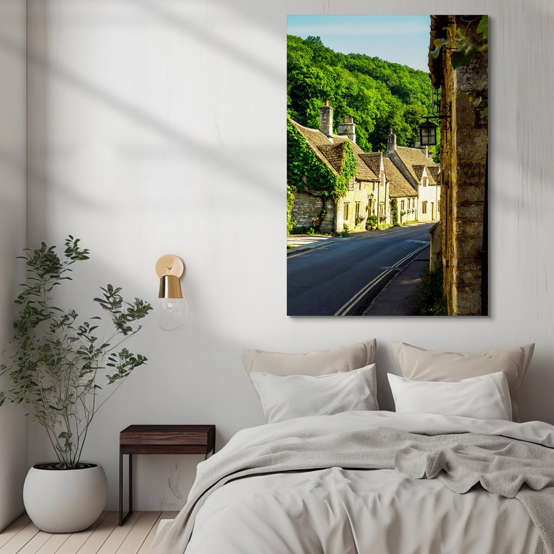 Obraz na płótnie - ulica, domy, zieleń