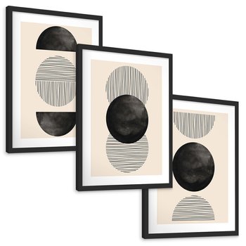 Zestaw obrazy w ramie, plakaty - abstrakcja, minimalizm, geometria - rama czarna
