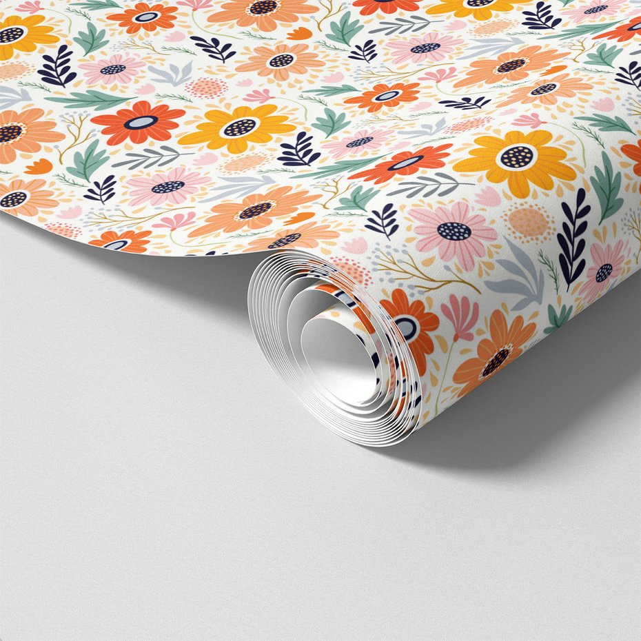 Tapeta - kwiaty, liście, ornamenty