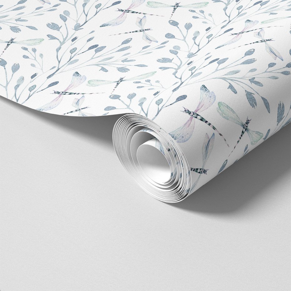 Tapeta - ważka, gałązka, liście