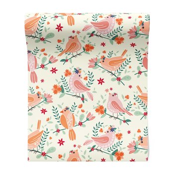 Tapeta - kwiaty, ptaki, gałęzie