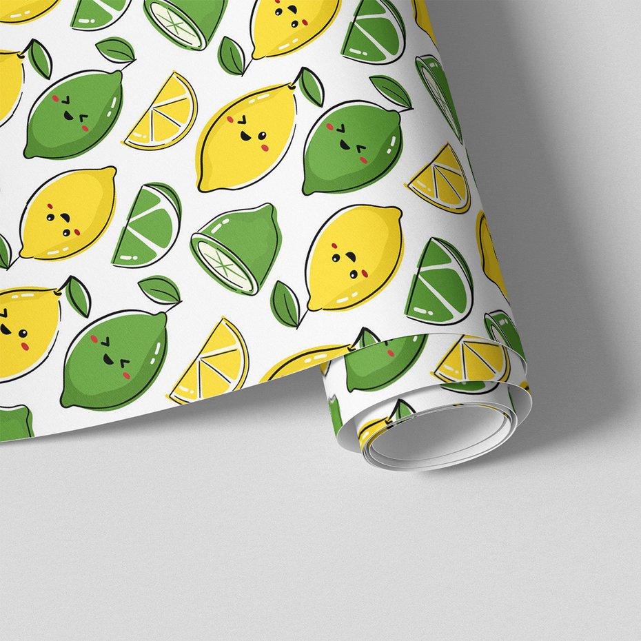 Tapeta - dziecięca, cytryny, limonki,