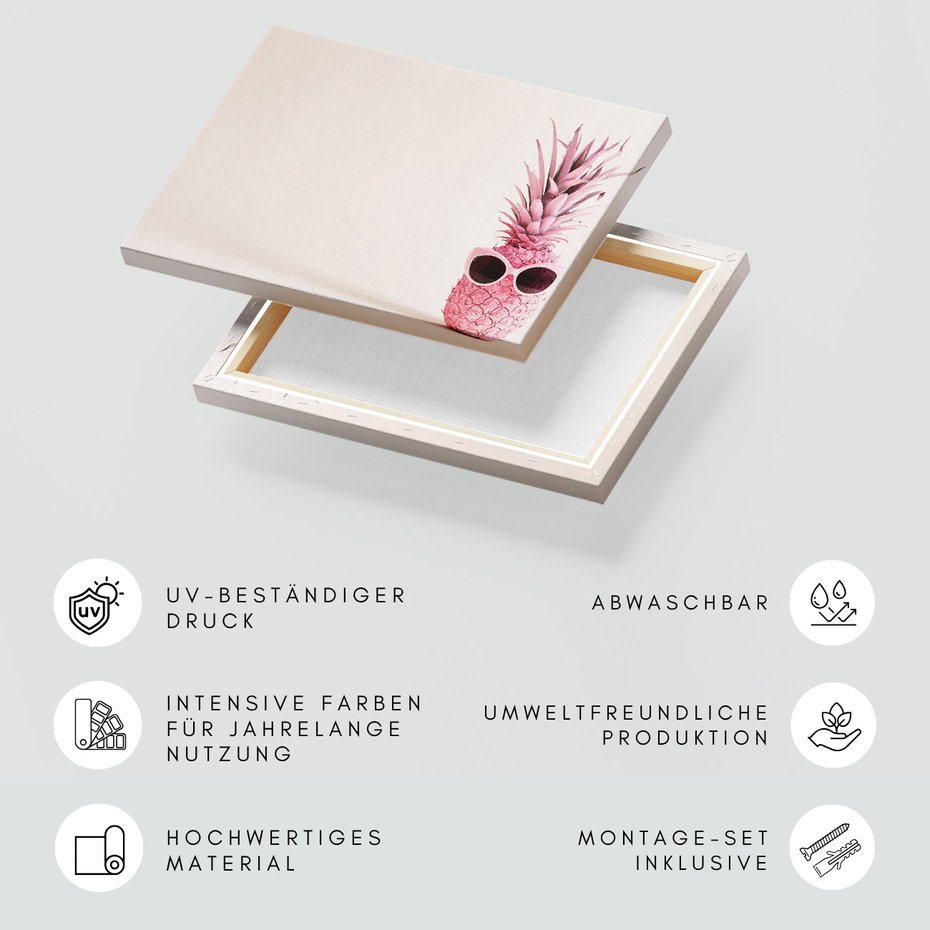 Obraz na płótnie - ananas, okulary, różowy