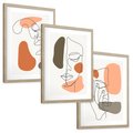 Zestaw obrazy w ramie, plakaty - abstrakcja, twarz, minimalizm - rama drewno