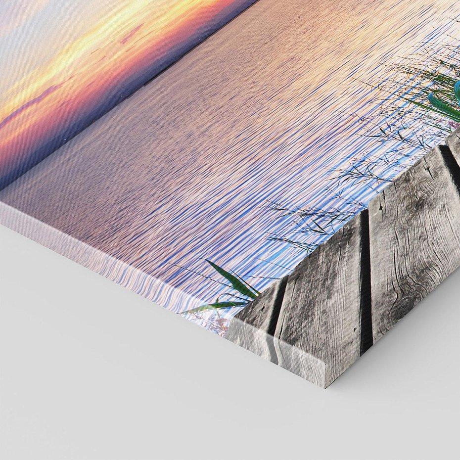 Obraz na płótnie - zachód słońca, jezioro, ptaki