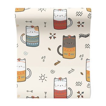 Tapeta - dziecięca, koty, wzory,