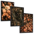 Zestaw obrazy w ramie, plakaty - liście, jesień, droga - rama czarna