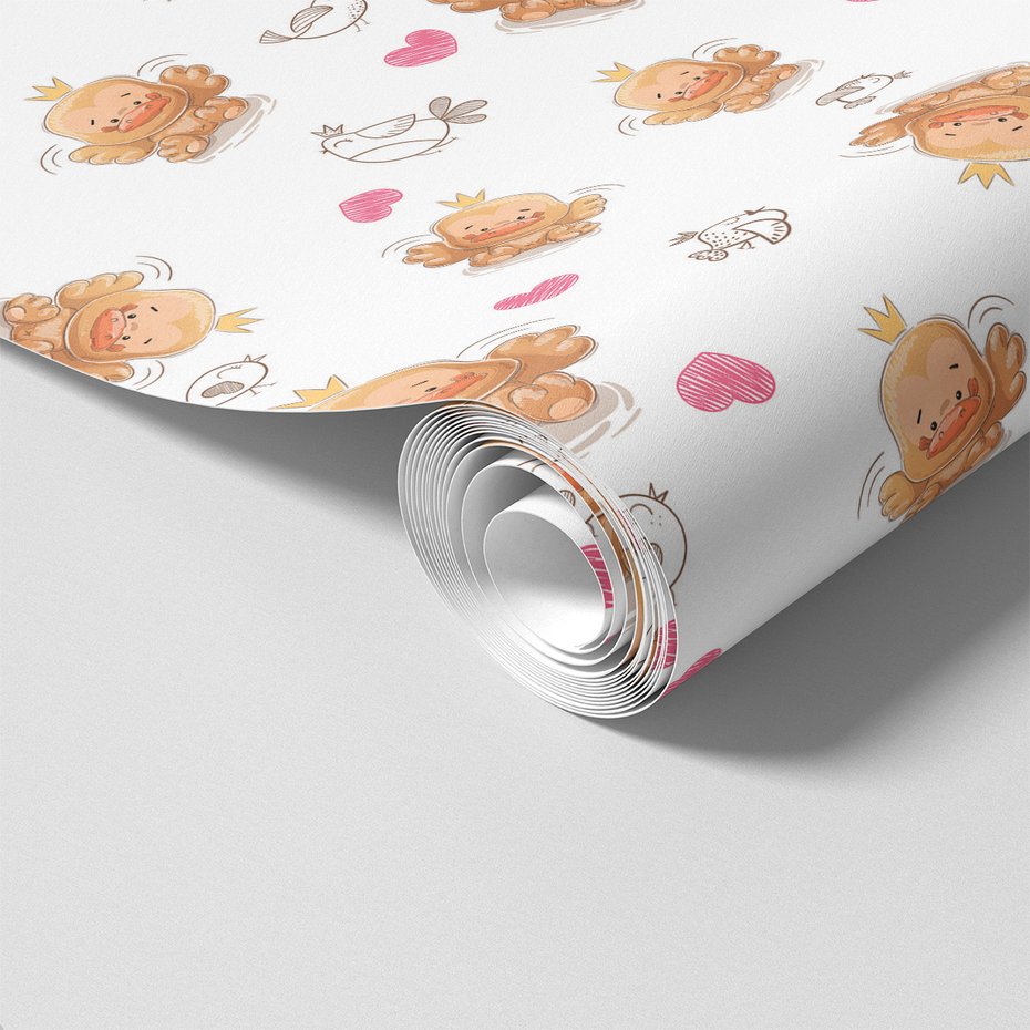 Tapeta - dziecięca, kaczka, ptaki, serca