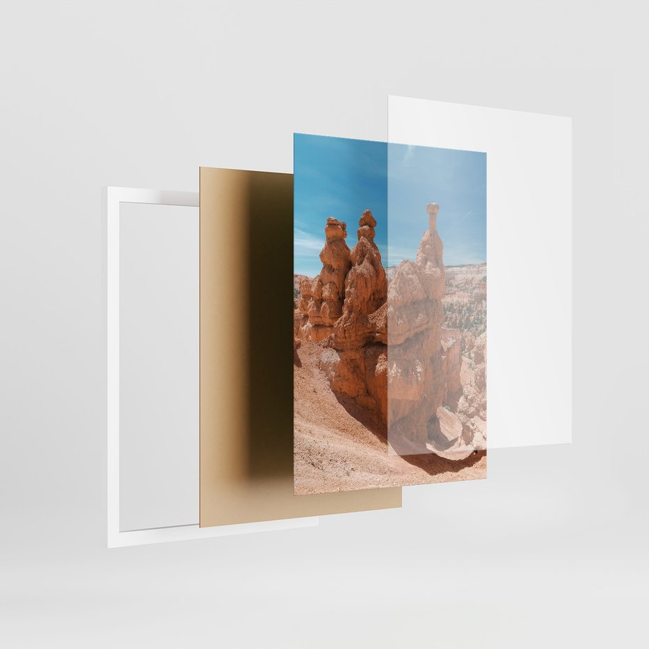 Zestaw obrazy w ramie, plakaty - formacje skalne, kanion, kaktusy - rama biała