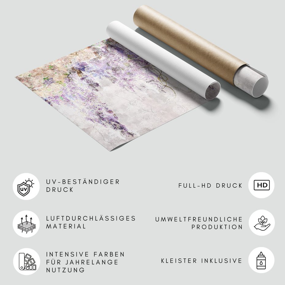 Fototapeta - loft, kwiaty, wisteria