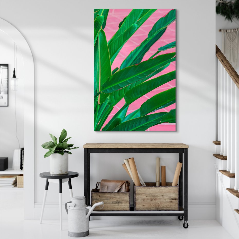 Obraz na płótnie - liście, roślina, różowy