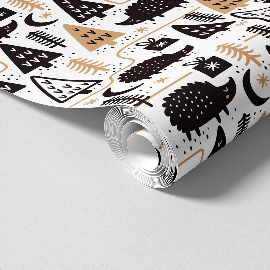 Tapeta - dziecięca, jeże, prezenty, drzewa