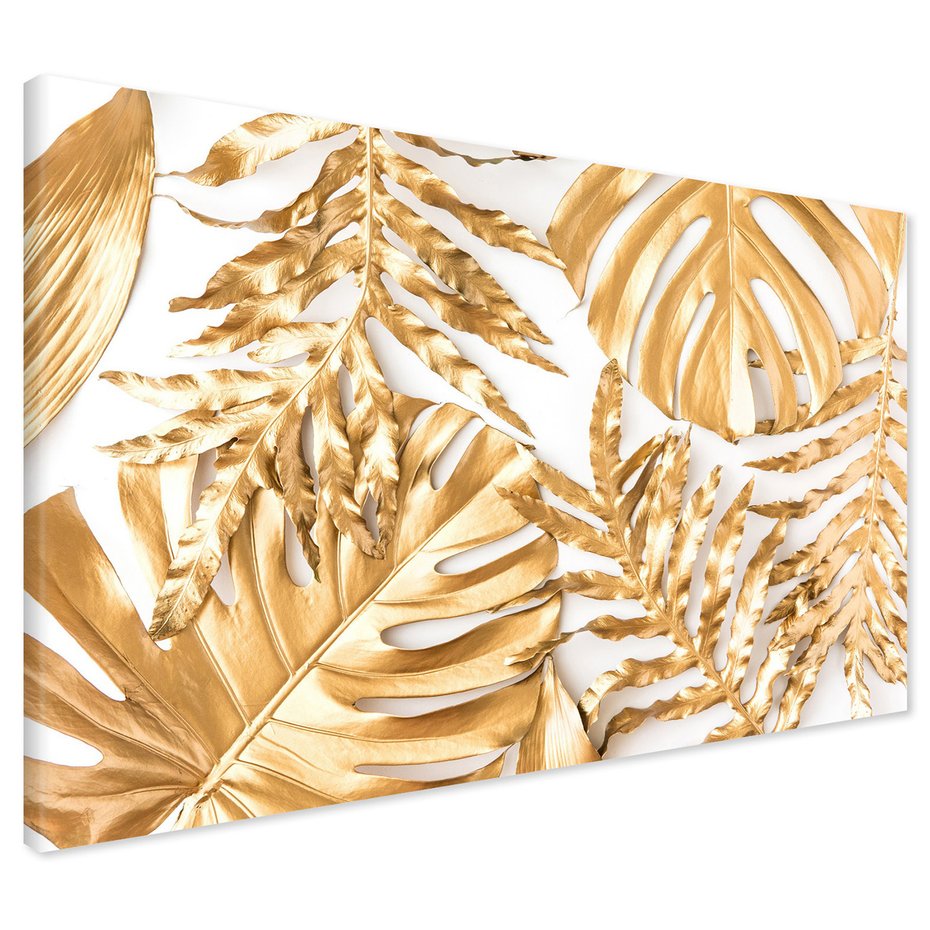 Obraz na płótnie - złoty, liście, abstrakcja