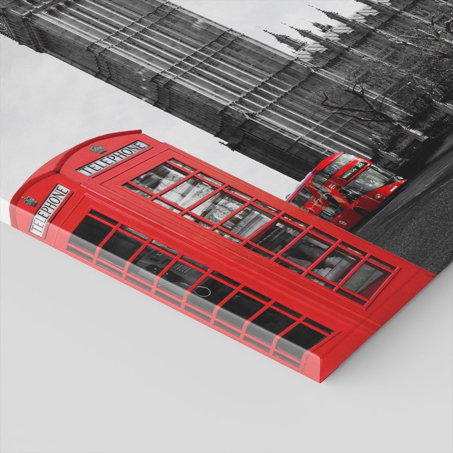 Obraz na płótnie - Londyn, Big Ben, budka telefoniczna