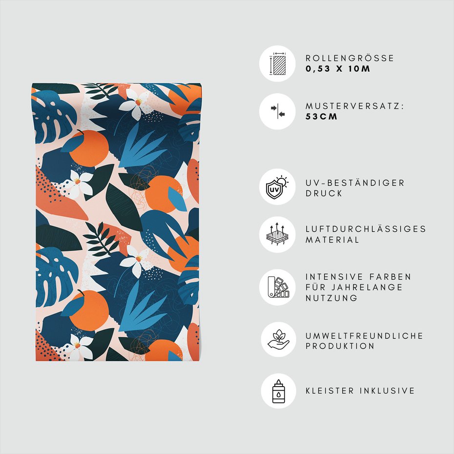 Tapeta - liście, kwiaty, owoce