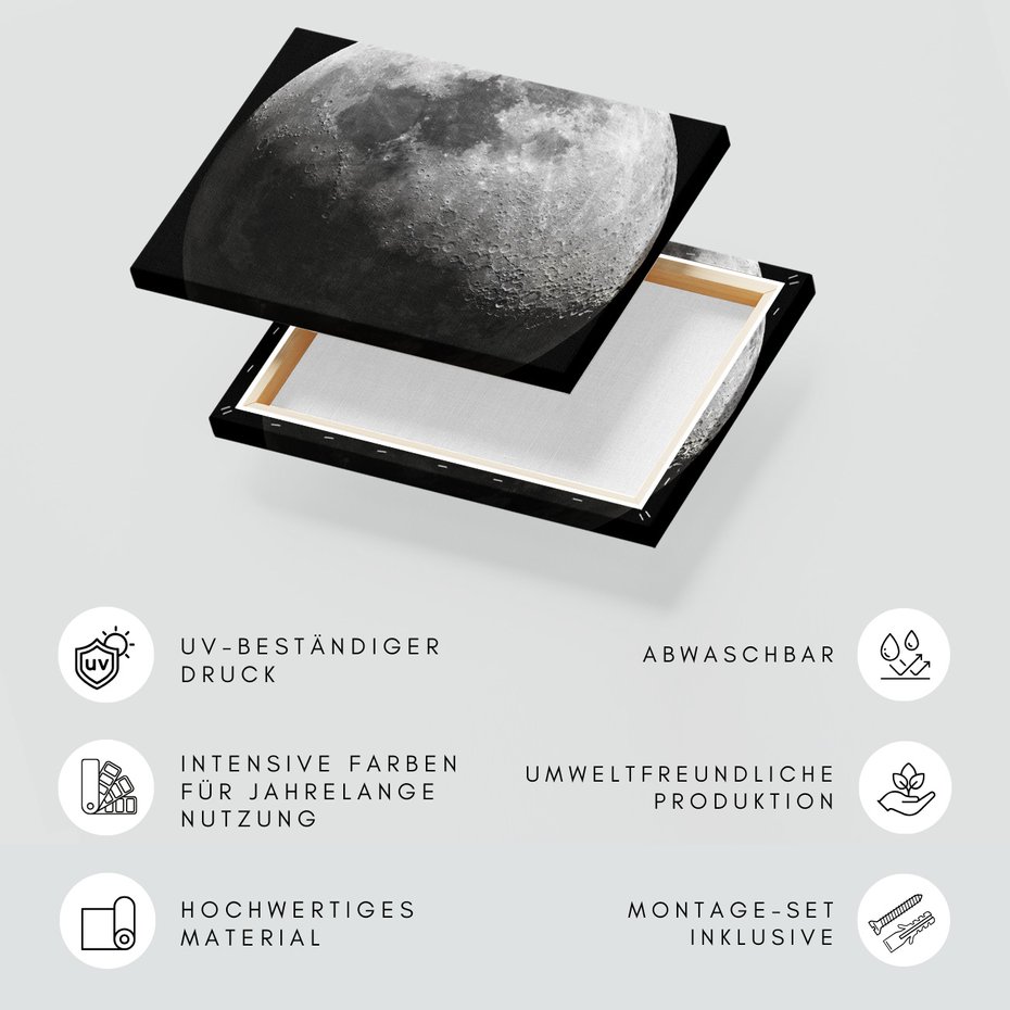 Obraz na płótnie - księżyc, kratery, powierzchnia