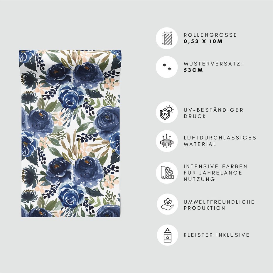 Tapeta - róże, liście, kompozycja