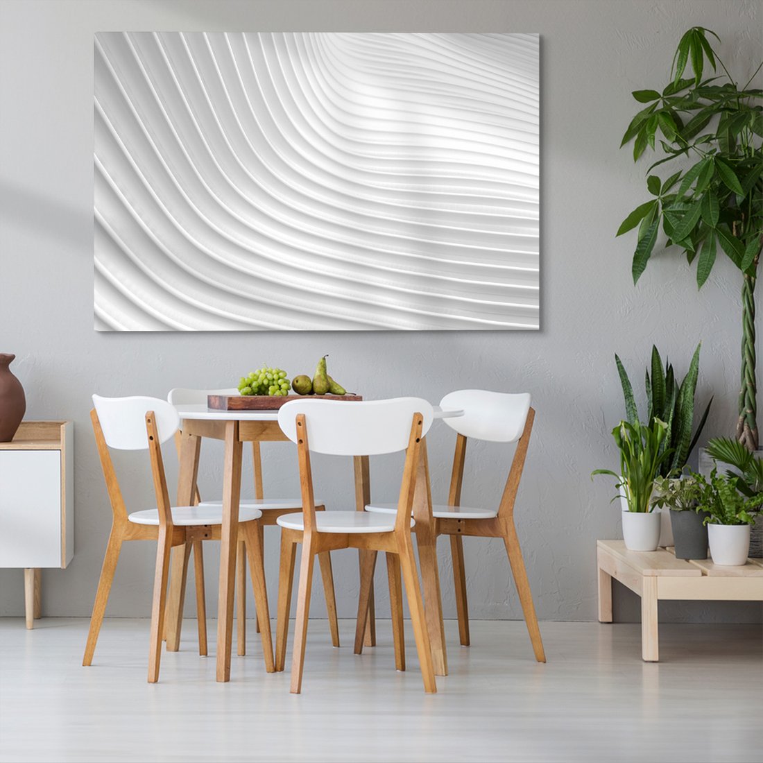 Obraz na płótnie - abstrakcja, fale, biały