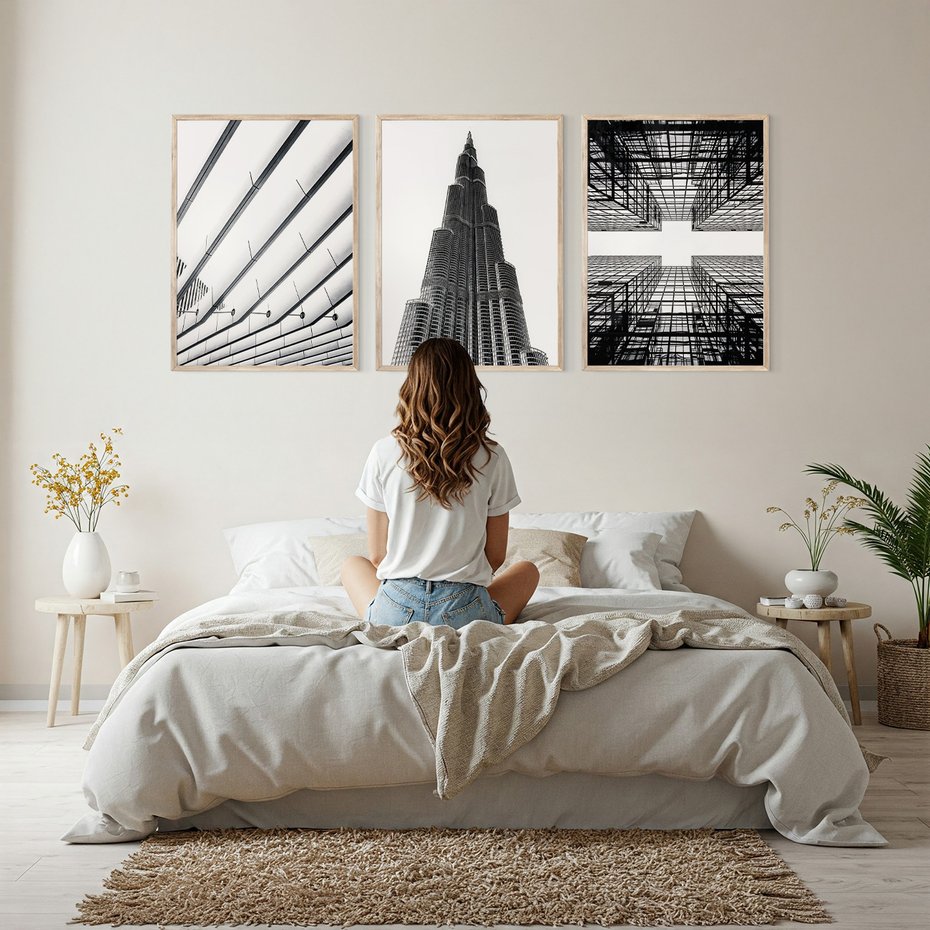 Zestaw obrazy w ramie, plakaty - architektura,budynek,struktura - rama drewno