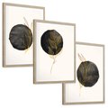 Zestaw obrazy w ramie, plakaty - liście, kropka, abstrakcja - rama drewno