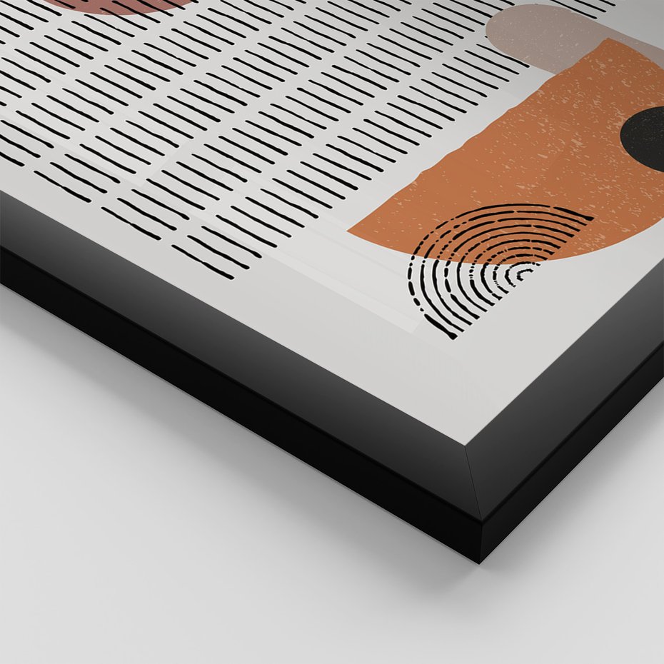 Zestaw obrazy w ramie, plakaty - abstrakcja, grafika, geometria - rama czarna