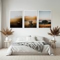 Zestaw obrazy w ramie, plakaty - krajobraz, natura, zachód słońca - rama biała