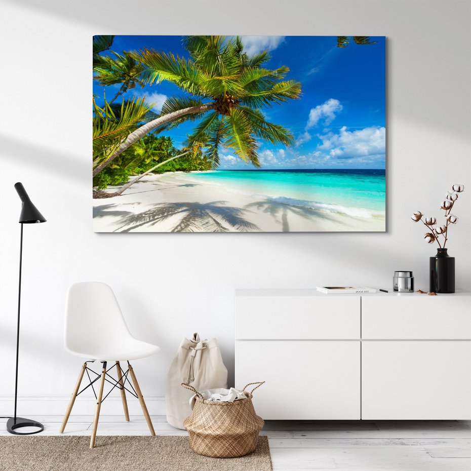 Obraz na płótnie - plaża, palmy, morze