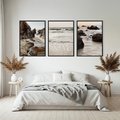 Zestaw obrazy w ramie, plakaty - plaża, morze, skały - rama czarna