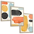 Zestaw obrazy w ramie, plakaty - abstrakcja, pastelowe, geometryczne - rama drewno