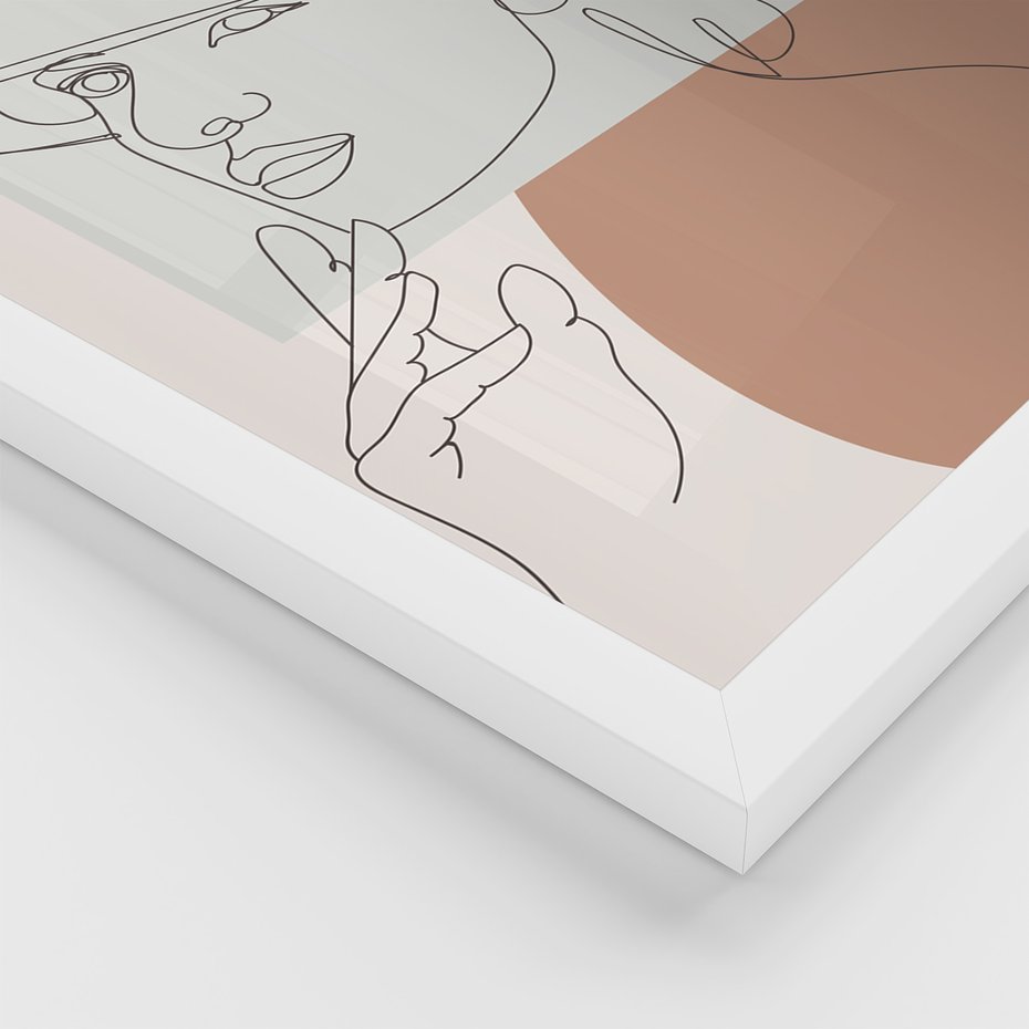 Zestaw obrazy w ramie, plakaty - kobieta, kapelusz, portret - rama biała