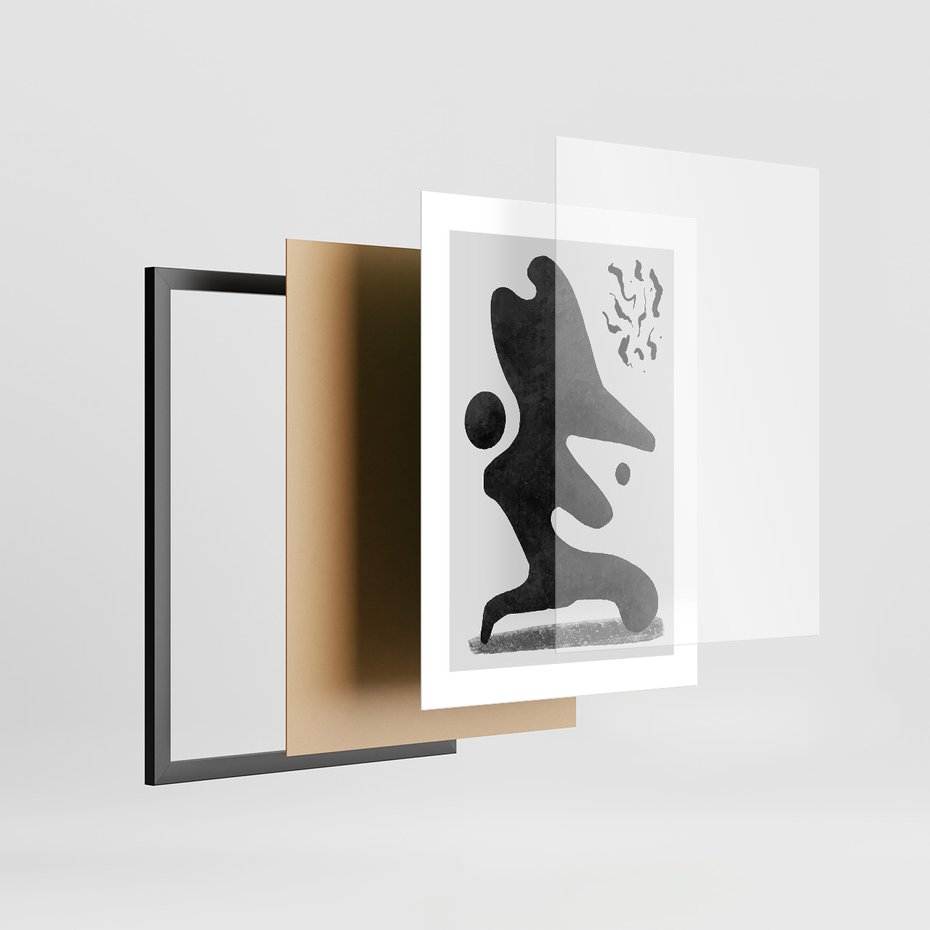 Zestaw obrazy w ramie, plakaty - abstrakcja,minimalizm,nowoczesne - rama czarna