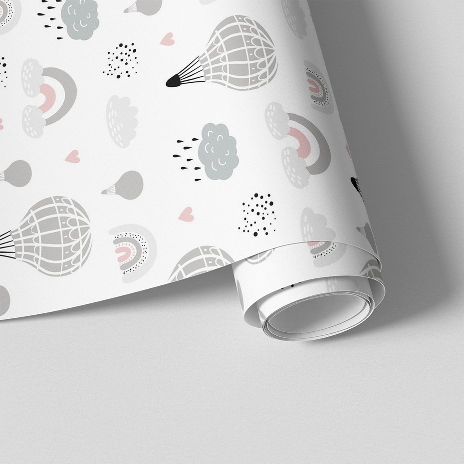 Tapeta - dziecięca, balony, chmury, tęcze