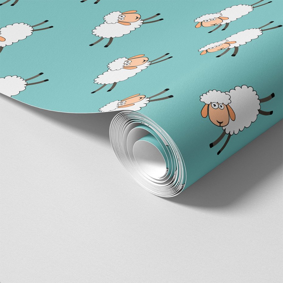 Tapeta - dziecięca, owca, ilustracja, wzór