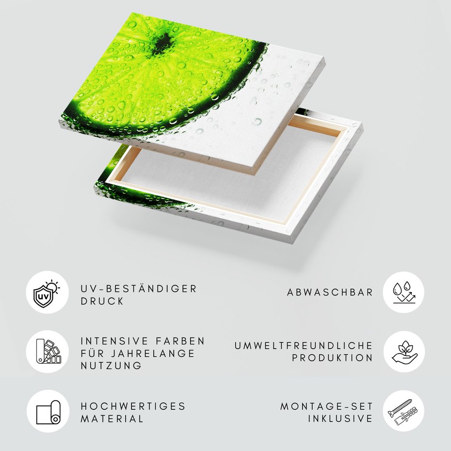 Obraz na płótnie - limonka, woda, bąbelki