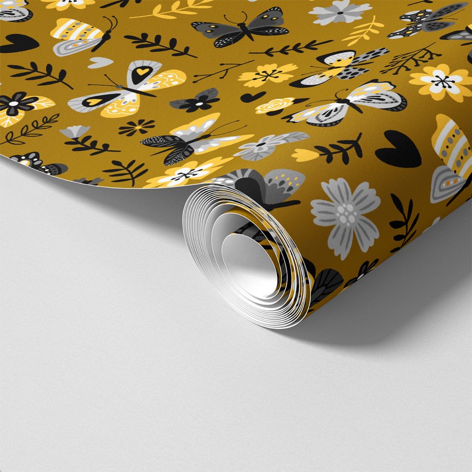 Tapeta - motyle, kwiaty, liście