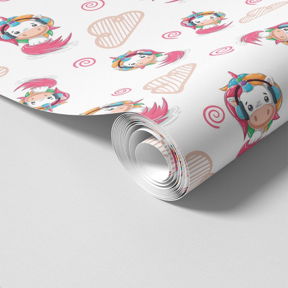 Tapeta - dziecięca, jednorożec, chmury, spirala