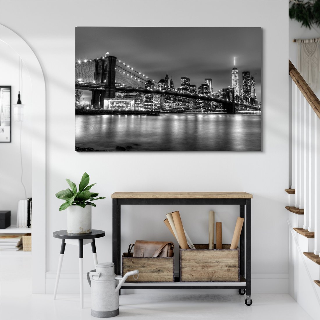 Obraz na płótnie - miasto, most, noc