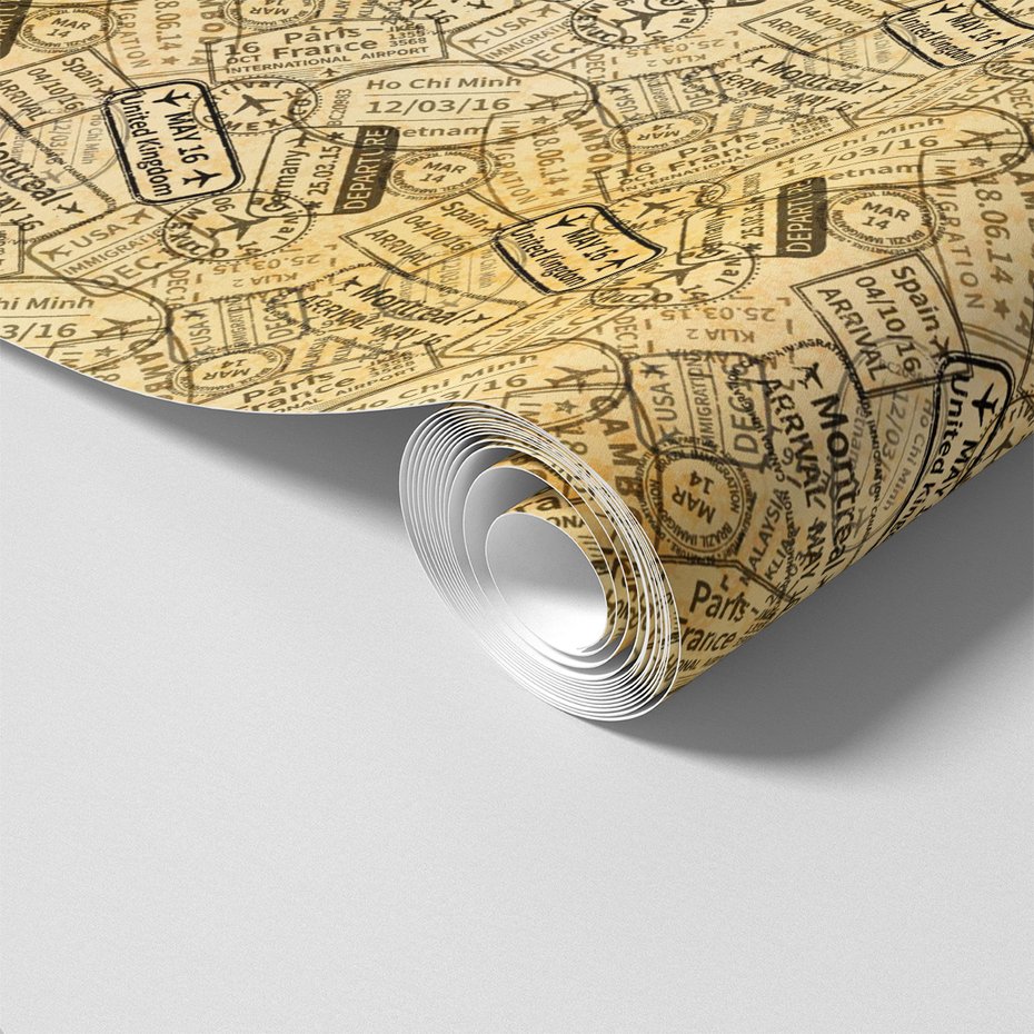 Tapeta - pieczątki, paszport, podróż