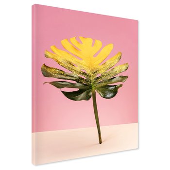 Obraz na płótnie - liść, monstera, złoto