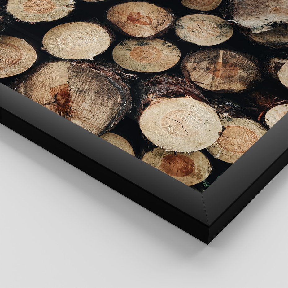 Zestaw obrazy w ramie, plakaty - drewno, zima, sweter - rama czarna